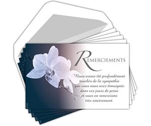 C5263X4 LOT 20 Cartes Remerciements Condoléances identiques + 20 Enveloppes Blanches Format 9x14cm - Deuil Décès Obsèques Enterrement Funérailles - Papier Mat de Qualité - Fabriquées en France