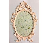 C531 Cadre Photo Sous Verre Baroque Vieux Rose Ovale Antique 43 x 27 cm