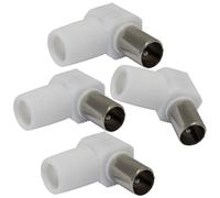 C69582 - Lot de 4 fiche connecteur d'antenne RF mâle angulaire 90° Ø9.5 mm TV pour câbles coaxiaux - SAT adaptateur prise télé coupleur