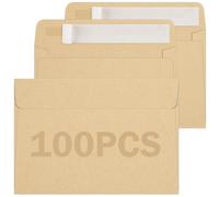 C6BR100 Lot de 100 enveloppes kraft auto-adhésives C6 162 x 114 mm 90 g/m² Papier naturel marron pour affaires, travaux manuels et envoi en vrac