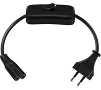C7 Euro Cable with Switch 2.5A 250V Power Cable Type C European Plug to Female C7 for PS4,PS5,TV,Laptop (Black,1.5 m)