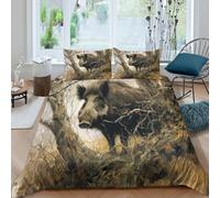 C7N2I8F4T Housse de Couette Sanglier forêt pour Ados et Amateurs Nature | Résistant aux couleurs, Toutes saisons, Respirant, Doux, Lavable en machine King（220x240cm）