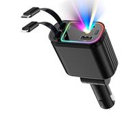 C9 Ciel étoilé Top Chargeur de voiture rétractable - Double port - Compatible avec iPhone 15/14/13 Pro Max, Samsung Galaxy, iPad Pro - Affichage LCD du niveau de charge