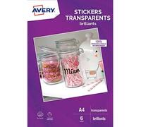 [C9421.FR-10] Avery Lot de 10 C9421s - 6 stickers transparents, A4, mat, jet ...
