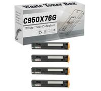C950X76G Boîte de Toner usagé Conteneur de Rechange Compatible pour imprimante pour Lexmark C950 C950de X950de X952de X954de, fiabilité et longévité 4 Pack