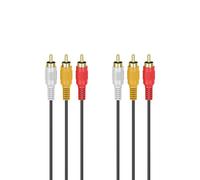CÃ¢ble audio/vidÃ©o, 3 fich. RCA mÃ¢les - 3 fich. RCA mÃ¢les, dorÃ©, 3,0 m