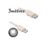 CÃ¢ble Rallonge USB 2.0 A mÃ¢le / A femelle 3m