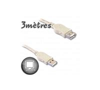 Cable Rallonge USB 2.0 A male - A femelle 3m Lineaire