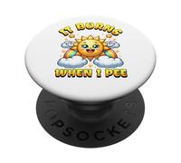 Ça brûle Quand Je Fais Pipi, Joli Soleil Kawaii, Fantaisie Amusante, Arc-en-Ciel PopSockets PopGrip Adhésif
