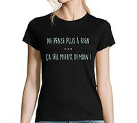 Ça ira Mieux Demain | T-Shirt Femme col V Personnalisé Musique Rap Electro Hip Hop Français Small