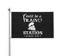 Ça Pourrait Être Une Journée À La Gare Drapeau De Cour Résistant Drapeau De Festival Suspendre Bannières 90X150Cm Pour Anniversaires Dortoirs Toutes Les Saisons