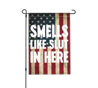 Ça sent la salope ici - Drapeau de jardin vertical double face 30 x 45 cm - Décoration murale ou de chambre - Bannière de bienvenue