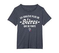 Ça Soulève Plus De Bières Que De Fonte T-Shirt, Femme Grandes Tailles, Bleu Chiné, 5X