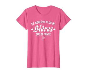 Ça Soulève Plus De Bières Que De Fonte T-Shirt, Femme, Rose Chiné, L