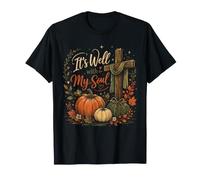 Ça va Bien avec Mon âme Christian Fall Pumpkin Cross Faith T-Shirt