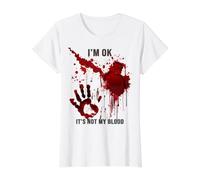 Ça Va Pas Mon Sang Shirt Zombie Empreinte Sanglante T-Shirt Graphique avec Valeur, Femme, Blanc, L