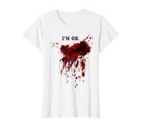 Ça Va Sanglant Shirt Éclaboussures De Sang Halloween T-Shirt Graphique avec Valeur, Femme, Blanc, M