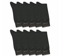 ca·wa·so Chaussettes 100% coton pour hommes - Chaussettes sans couture en pur coton | 10 paires | Fil doublement tricoté pour une longue durée de vie (Noir, 47-50)