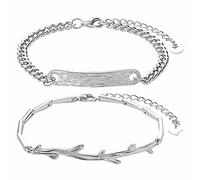 Ca4190-54e Bracelets d'ami 2 bracelets assortis Yin et Yang en corde réglable pour collier de perles chaudes, taille unique, Métal, Pas de gemme