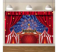 Caaerttply Toile de fond rouge de 3 x 2,4 m sur le thème du carnaval, tente de cirque pour décoration de photographie, arrière-plan pour fête d'anniversaire d'enfant, nouveau-né, cabine photo