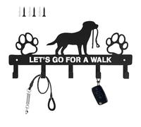 CAAGGMM Crochet Mural pour Laisses et Colliers pour Chiens, Support mural pour Laisse de Chien à 5 Crochets, avec Ancres à visser, Crochets à clés Muraux, pour l'entrée, le Couloir, la Cuisine