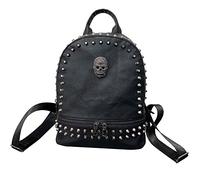 Caalaay crâne sac à dos femmes gothique sac à dos noir simili cuir sac à dos fermeture éclair Rivet sac à dos pour fête décontracté hommes et femmes