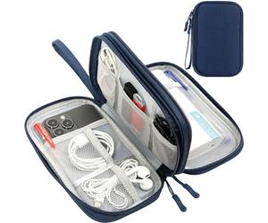CAAORDKSO Organiseur électronique, sac de voyage pour accessoires électroniques, étui de transport étanche pour câble, cordon, chargeur, téléphone, banque d'alimentation, écouteurs (bleu marine,