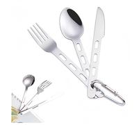 CAASFOOY Lot de 3 couverts camping, kit voyage en acier inoxydable, pour pique-nique ou camping cuillère fourchette baguettes avec