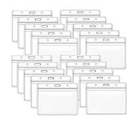 CAASFOOY Lot de 50 porte-badge horizontal, porte-badge en plastique, porte-badge en plastique, porte-badge en PVC, pour carte d'identité, bureau, école