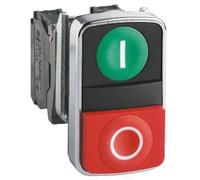 Schneider Electric ZB4BA7341 Harmony ZB4BA7341 Bouton-poussoir à double touche actionneur plat 2 boutons vert, rouge décrochage