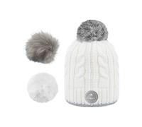Cabaïa - Bonnet avec 3 pompons interchangeables - Creamy Gin Beanie White - Blanc Blanc