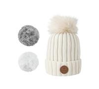 Cabaïa - Bonnet avec 3 pompons interchangeables - Kir Royal Beanie White - Blanc Blanc