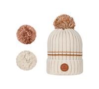 Cabaïa - Bonnet avec 3 pompons interchangeables - Manhattan Beanie Cream - Beige Beige