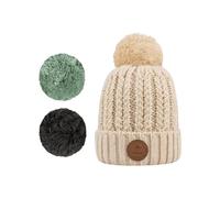 Cabaïa - Bonnet avec 3 pompons interchangeables - Moscow Mule Beanie Cream - Beige Beige