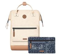 CABAIA - Sac à Dos Adventurer Andenne - Maxi 23L - Déperlant - Compartiment Ordinateur Portable 15" - 2 Poches - Certifié Vegan - Sac Voyage, Affaires, École pour Homme et Femme - Crème