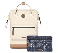 CABAIA - Sac à Dos Adventurer Andenne - Maxi 23L - Déperlant - Compartiment Ordinateur Portable 15" - 2 Poches - Certifié Vegan - Sac Voyage, Affaires, École pour Homme et Femme - Crème