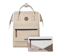 CABAIA - Sac à Dos Adventurer Arcachon - Medium 18L - Déperlant - Compartiment Ordinateur Portable 13" - 2 Poches - Certifié Vegan - Sac Voyage, Affaires, École pour Homme et Femme - Beige