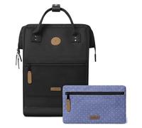 CABAIA - Sac à Dos Adventurer Berlin - Maxi 23L - Déperlant - Compartiment Ordinateur Portable 15" - 2 Poches - Certifié Vegan - Sac Voyage, Affaires, École pour Homme et Femme - Noir