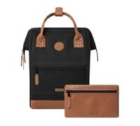 CABAIA - Sac à Dos Adventurer Cologne Medium 18L - Déperlant - Compartiment Ordinateur Portable 13" - 2 Poches - Certifié Vegan - Sac Voyage, Affaires, École pour Homme et Femme - Noir