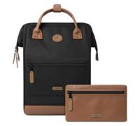 CABAIA - Sac à Dos Adventurer Cologne Medium 18L - Déperlant - Compartiment Ordinateur Portable 13" - 2 Poches - Certifié Vegan - Sac Voyage, Affaires, École pour Homme et Femme - Noir