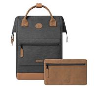 CABAIA - Sac à Dos Adventurer Londres - Maxi 23L - Déperlant - Compartiment Ordinateur Portable 15" - 2 Poches - Certifié Vegan - Sac Voyage, Affaires, École pour Homme et Femme - Noir