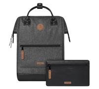 CABAIA - Sac à Dos Adventurer Luxembourg - Maxi 23L - Déperlant - Compartiment Ordinateur Portable 15-2 Poches - Certifié Vegan - Sac Voyage, Affaires, École pour Homme et Femme - Noir