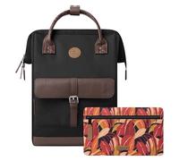 CABAIA - Sac à Dos Adventurer Managua - Maxi 23L - Déperlant - Compartiment Ordinateur Portable 15" - 2 Poches - Certifié Vegan - Sac Voyage, Affaires, École pour Homme et Femme - Noir