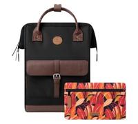 CABAIA - Sac à Dos Adventurer Managua - Maxi 23L - Déperlant - Compartiment Ordinateur Portable 15" - 2 Poches - Certifié Vegan - Sac Voyage, Affaires, École pour Homme et Femme - Noir