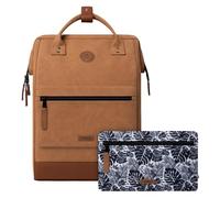 CABAIA - Sac à Dos Adventurer Moscou - Medium 18L - Déperlant - Compartiment Ordinateur Portable 13-2 Poches - Certifié Vegan - Sac Voyage, Affaires, École pour Homme et Femme - Marron