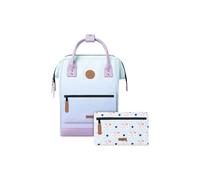 CABAIA - Sac à Dos Adventurer Mykonos - Medium 18L - Déperlant - Compartiment Ordinateur Portable 13" - 2 Poches - Certifié Vegan - Sac Voyage, Affaires, École pour Homme et Femme - Bleu/blanc