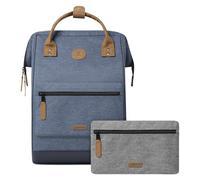 CABAIA - Sac à Dos Adventurer Paris - Maxi 23L - Déperlant - Compartiment Ordinateur Portable 15" - 2 Poches - Certifié Vegan - Sac Voyage, Affaires, École pour Homme et Femme - Bleu