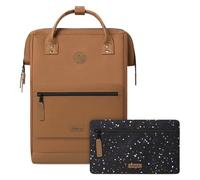 CABAIA - Sac à Dos Adventurer Turin - Maxi 23L - Déperlant - Compartiment Ordinateur Portable 15" - 2 Poches - Certifié Vegan - Sac Voyage, Affaires, École pour Homme et Femme - Marron