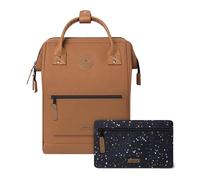 CABAIA - Sac à Dos Adventurer Turin - Medium 18L - Déperlant - Compartiment Ordinateur Portable 13" - 2 Poches - Certifié Vegan - Sac Voyage, Affaires, École pour Homme et Femme - Marron