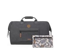 CABAIA - Sac de Voyage Duffle Adventurer Le Havre 40L - Compatible Bagage Cabine 45x30x29 - Déperlant & Certifié Vegan - 2 Poches - Compartiment à Chaussures - Sac Week-End, Sac de Sport - Noir